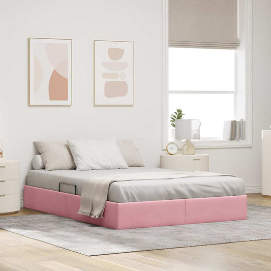 Storage Bed with Mattress with Storage Pink 140 x 190 cm Velvet