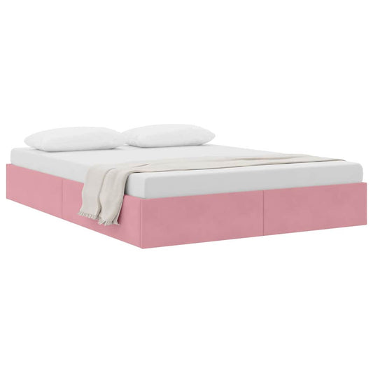 Storage Bed with Mattress with Storage Pink 140 x 190 cm Velvet