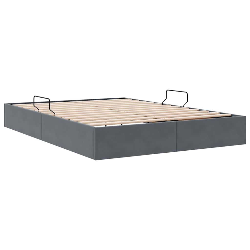 Storage Bed with Mattress Dark Grey 140 x 200 cm Velvet