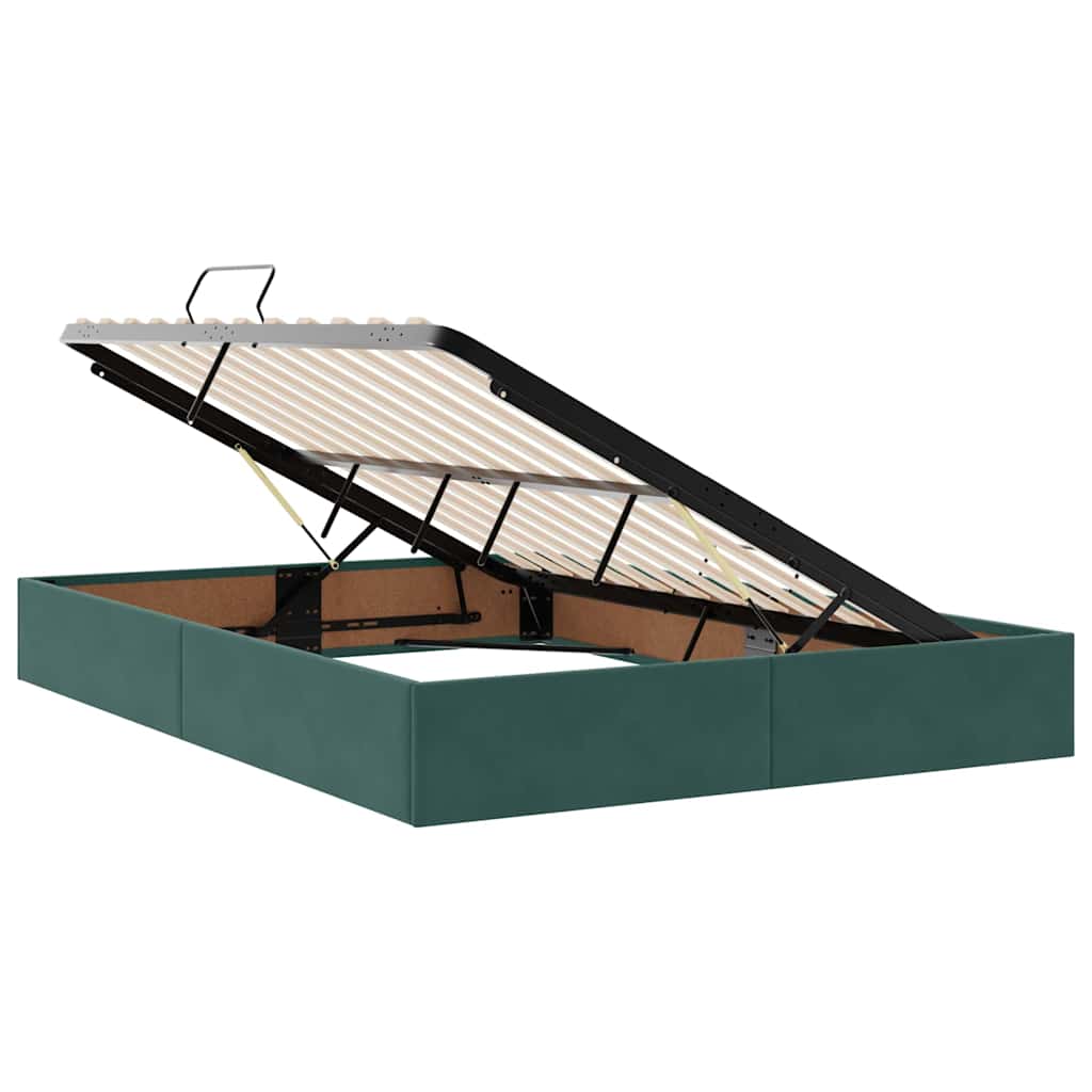Storage Bed with Mattress Dark Green 140 x 200 cm Velvet