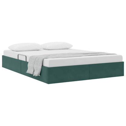 Storage Bed with Mattress Dark Green 140 x 200 cm Velvet
