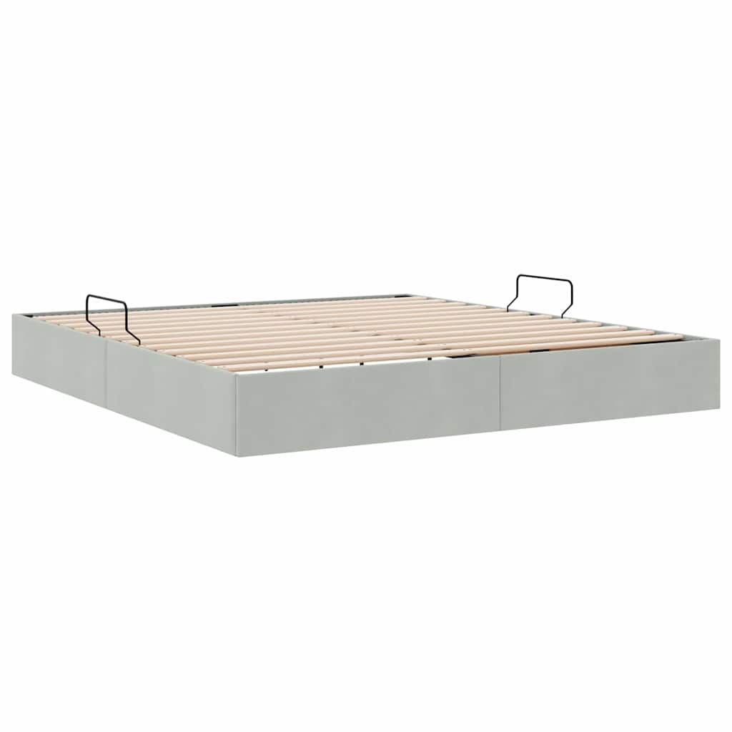Storage Bed with Mattress Light Grey 160 x 200 cm Velvet