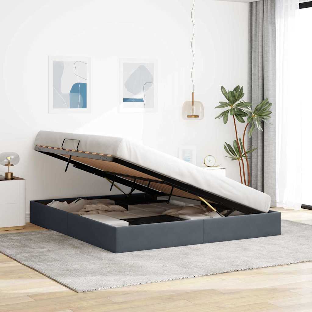 Storage Bed with Mattress Dark Grey 160 x 200 cm Velvet