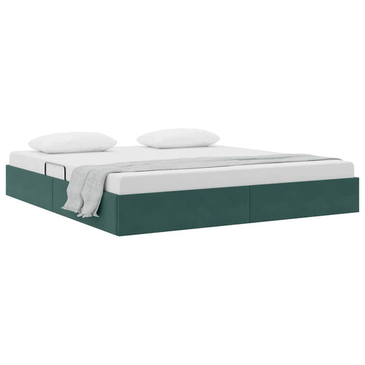Storage Bed with Mattress Dark Green 160 x 200 cm Velvet