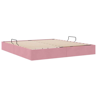 Storage Bed with Mattress with Storage Pink 160 x 200 cm Velvet