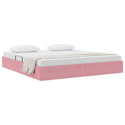 Storage Bed with Mattress with Storage Pink 160 x 200 cm Velvet