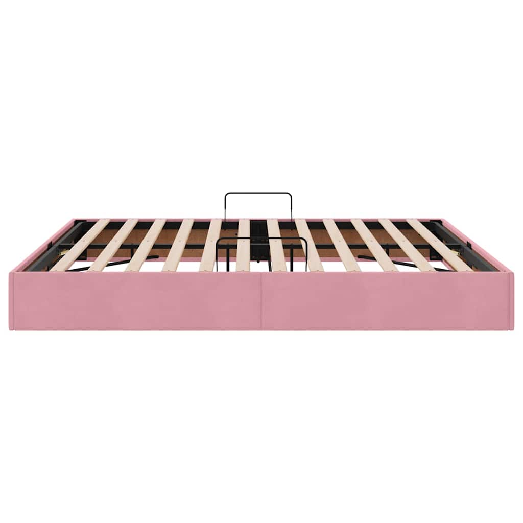 Storage Bed with Mattress with Storage Pink 160 x 200 cm Velvet