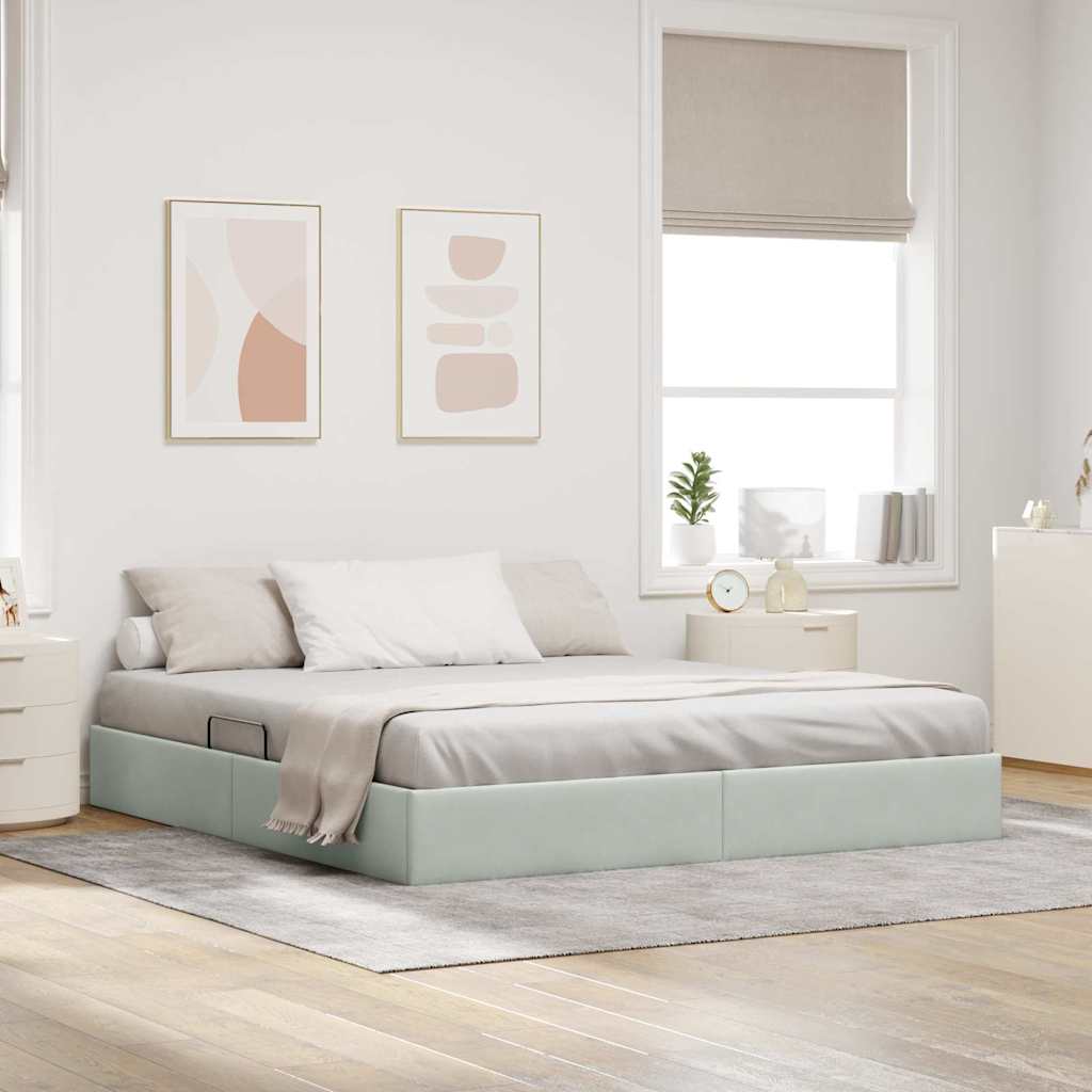 Storage Bed with Mattress Light Grey 180 x 200 cm Velvet