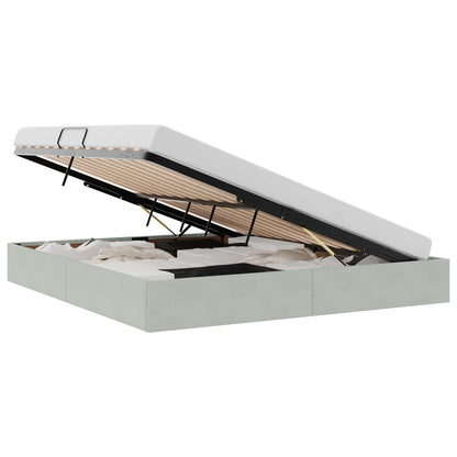 Storage Bed with Mattress Light Grey 180 x 200 cm Velvet