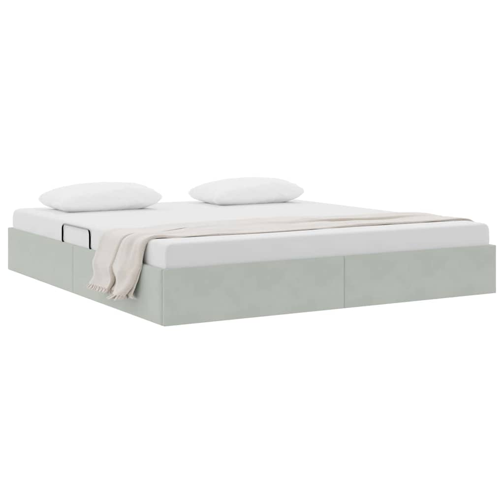Storage Bed with Mattress Light Grey 180 x 200 cm Velvet