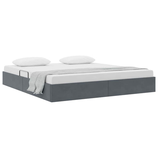Storage Bed with Mattress Dark Grey 180 x 200 cm Velvet
