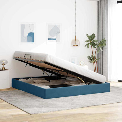 Storage Bed with Mattress Dark Blue 180 x 200 cm Velvet