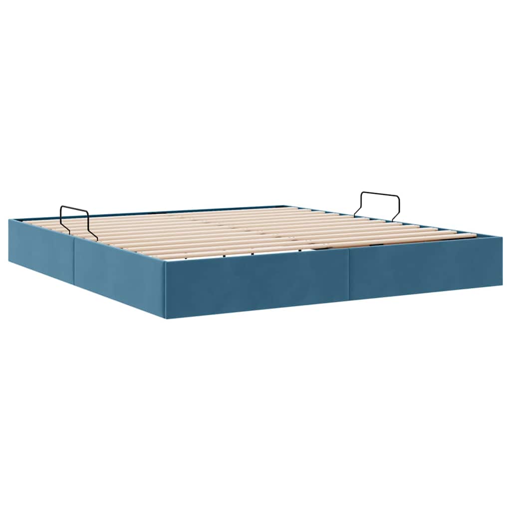 Storage Bed with Mattress Dark Blue 180 x 200 cm Velvet
