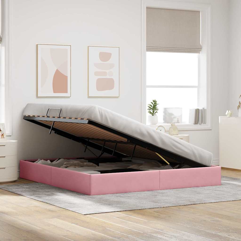 Storage Bed with Mattress with Storage Pink 180 x 200 cm Velvet