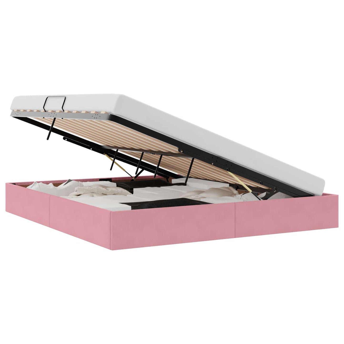 Storage Bed with Mattress with Storage Pink 180 x 200 cm Velvet
