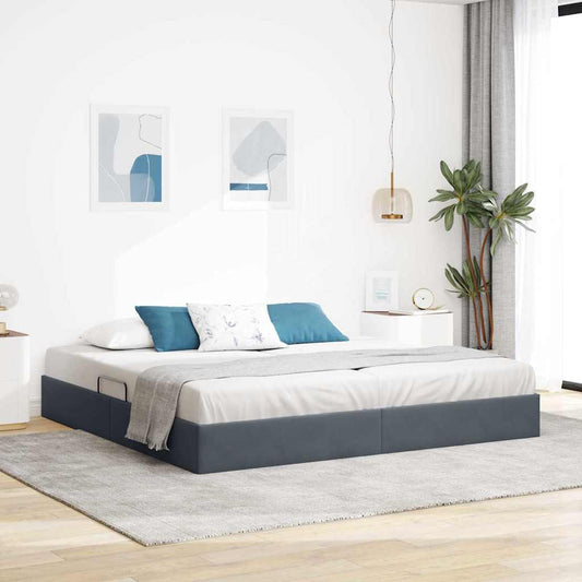 Storage Bed with Mattress Dark Grey 200 x 200 cm Velvet