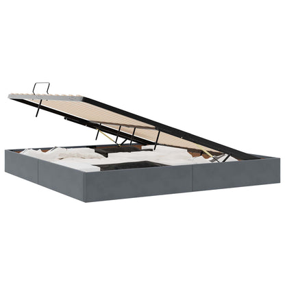 Storage Bed with Mattress Dark Grey 200 x 200 cm Velvet