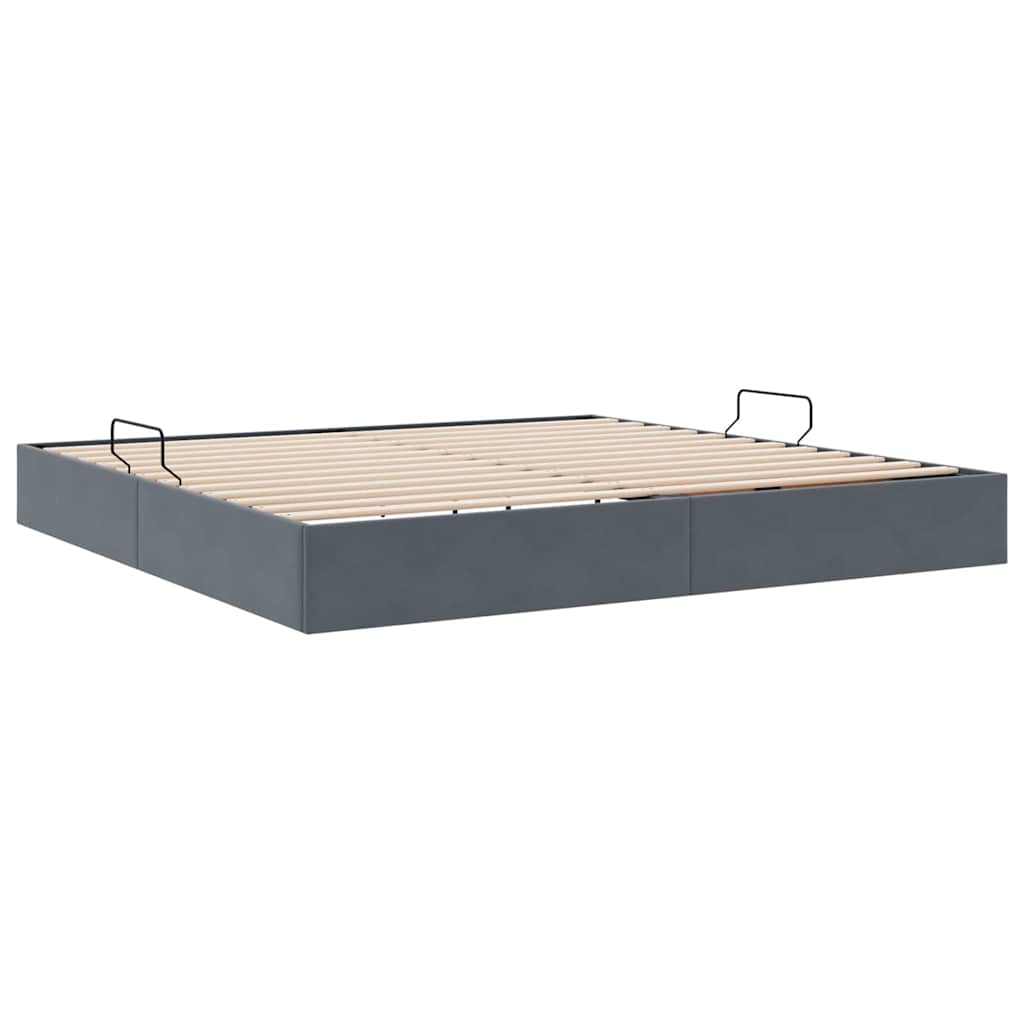 Storage Bed with Mattress Dark Grey 200 x 200 cm Velvet