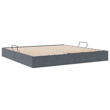 Storage Bed with Mattress Dark Grey 200 x 200 cm Velvet