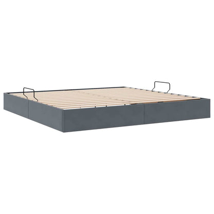 Storage Bed with Mattress Dark Grey 200 x 200 cm Velvet