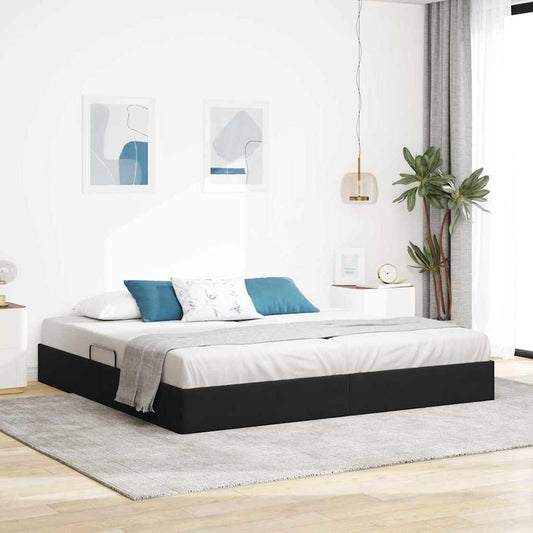 Storage Bed with Mattress Black 200 x 200 cm Velvet