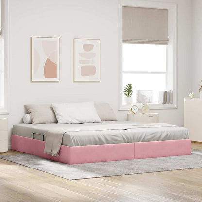 Storage Bed with Mattress with Storage Pink 200 x 200 cm Velvet