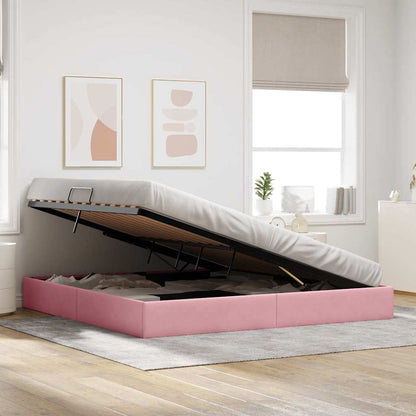Storage Bed with Mattress with Storage Pink 200 x 200 cm Velvet