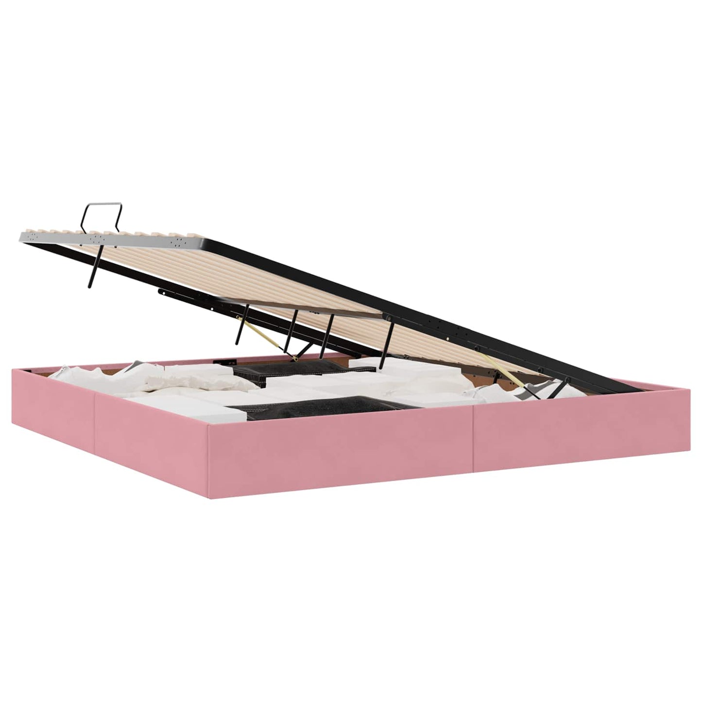 Storage Bed with Mattress with Storage Pink 200 x 200 cm Velvet