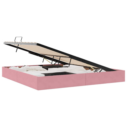 Storage Bed with Mattress with Storage Pink 200 x 200 cm Velvet