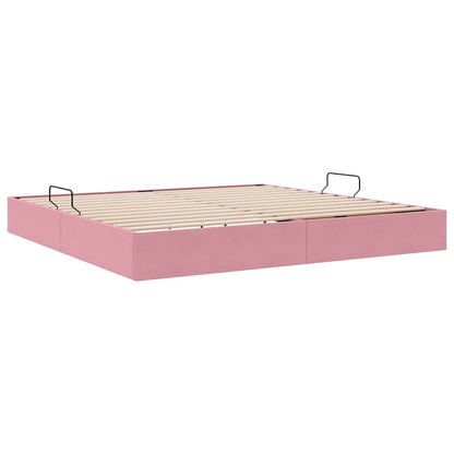 Storage Bed with Mattress with Storage Pink 200 x 200 cm Velvet