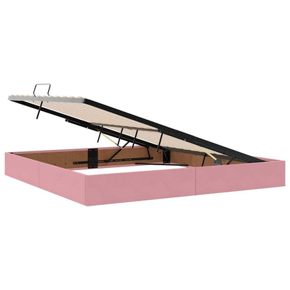Storage Bed with Mattress with Storage Pink 200 x 200 cm Velvet