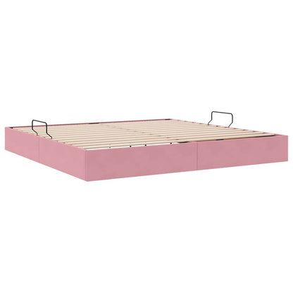 Storage Bed with Mattress with Storage Pink 200 x 200 cm Velvet