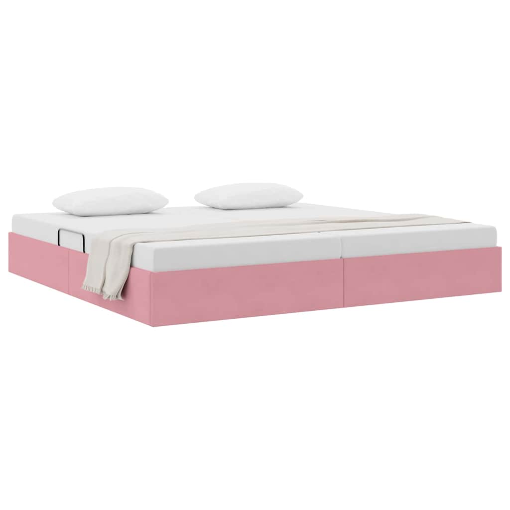 Storage Bed with Mattress with Storage Pink 200 x 200 cm Velvet