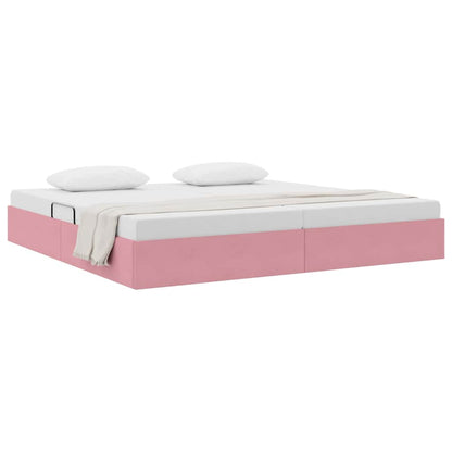 Storage Bed with Mattress with Storage Pink 200 x 200 cm Velvet