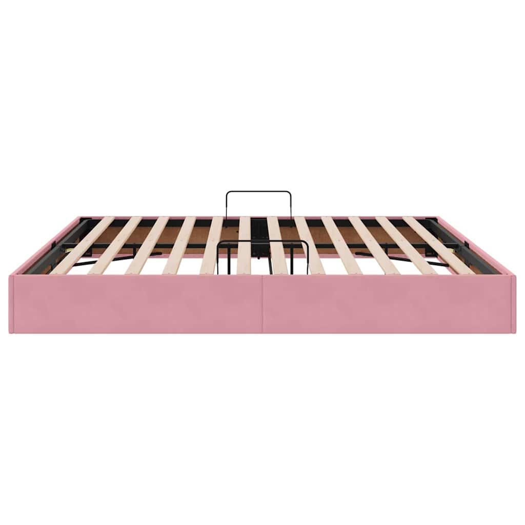 Storage Bed with Mattress with Storage Pink 200 x 200 cm Velvet