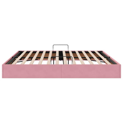 Storage Bed with Mattress with Storage Pink 200 x 200 cm Velvet
