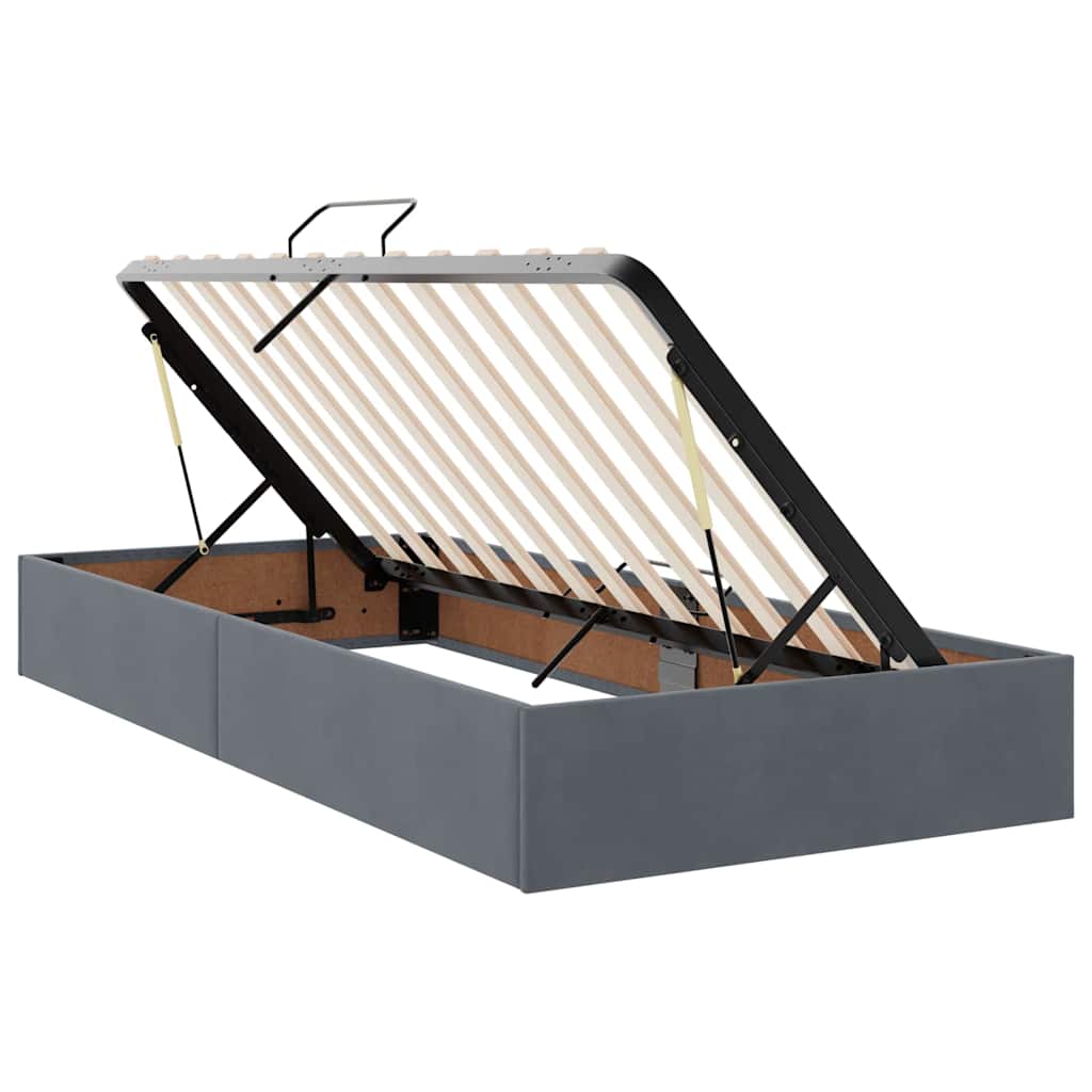 Storage Bed with Headboard Dark Grey 90 x 190 cm Velvet