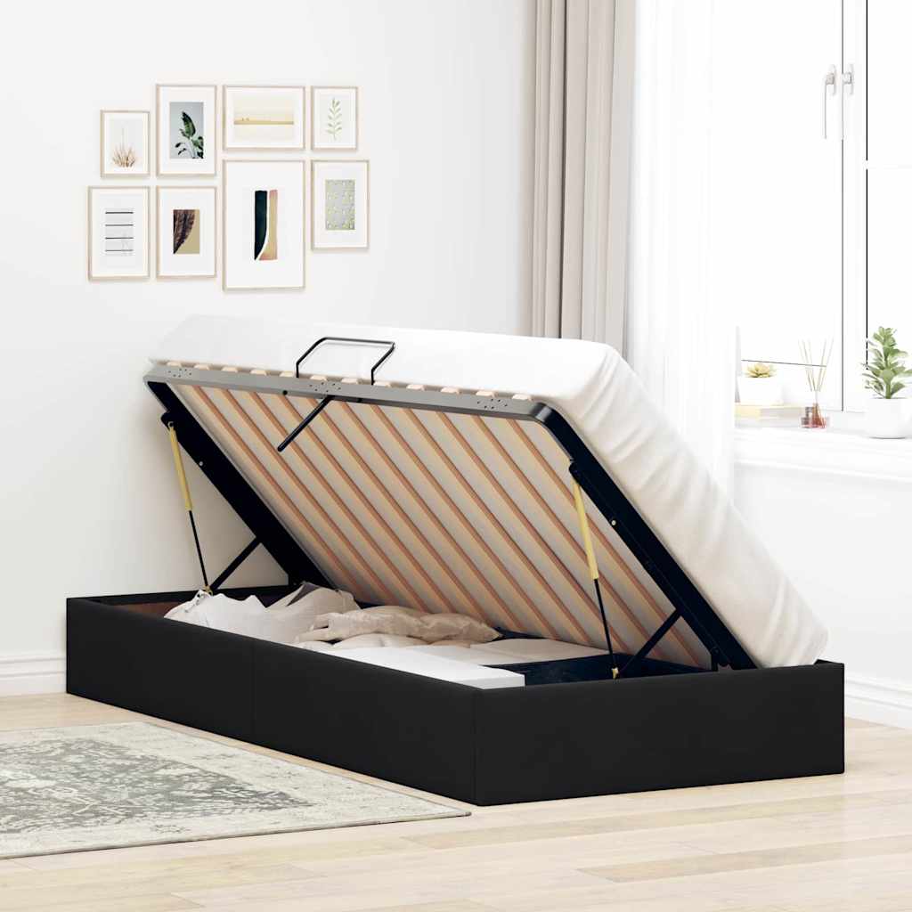 Storage Bed with Headboard Black 90 x 190 cm Velvet