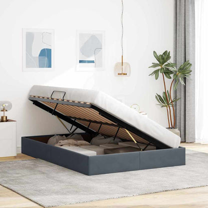 Storage Bed with Headboard Dark Grey 135 x 190 cm Velvet