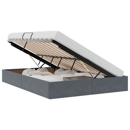Storage Bed with Headboard Dark Grey 135 x 190 cm Velvet