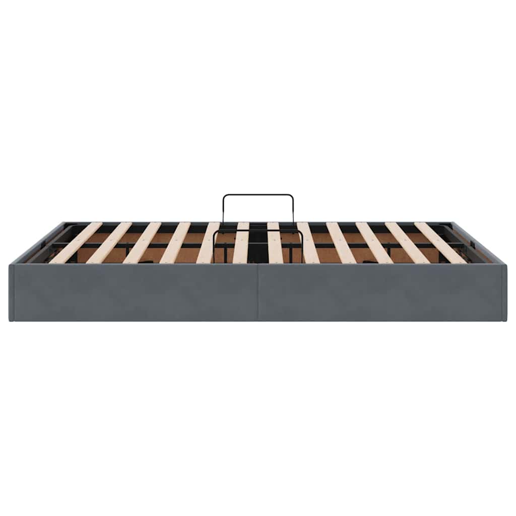 Storage Bed with Headboard Dark Grey 135 x 190 cm Velvet