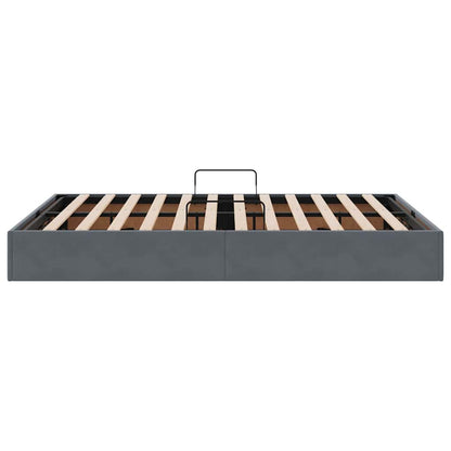 Storage Bed with Headboard Dark Grey 135 x 190 cm Velvet