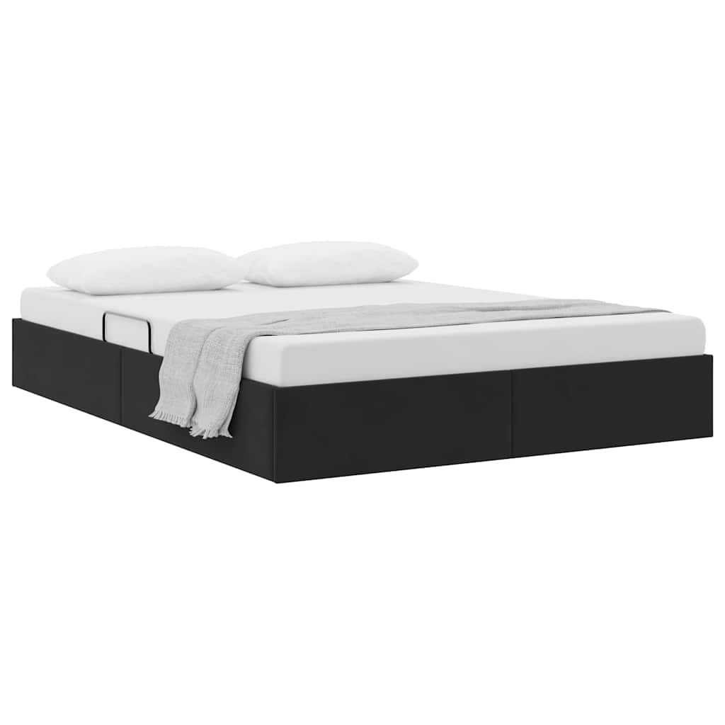 Storage Bed with Storage Black 135 x 190 cm Velvet