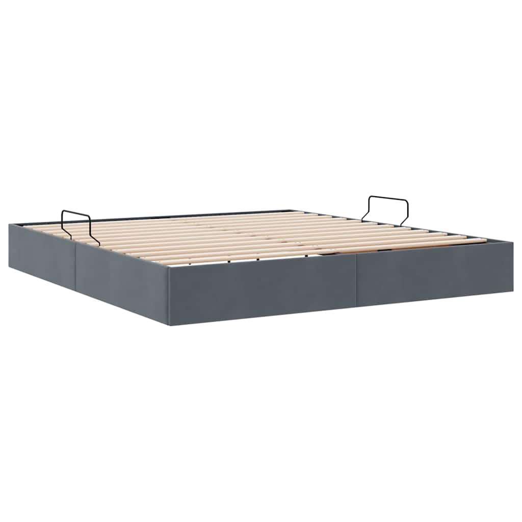 Storage Bed with Headboard Dark Grey 180 x 200 cm Velvet