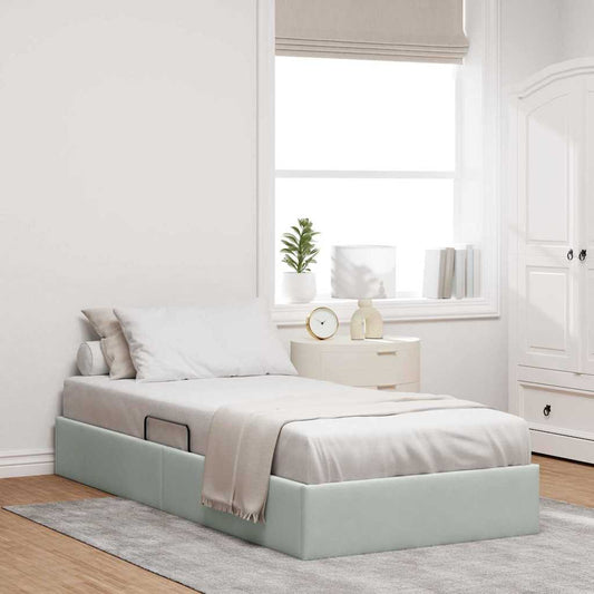 Storage Bed Light Grey 100 x 190 cm Velvet