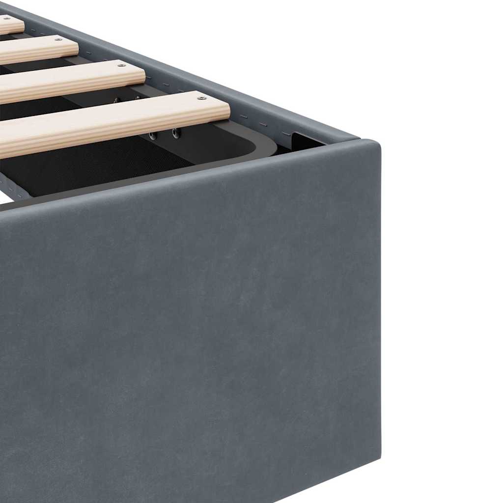 Storage Bed with Mattress Dark Grey 100 x 190 cm Velvet