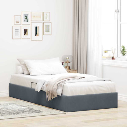 Storage Bed with Mattress Dark Grey 100 x 190 cm Velvet