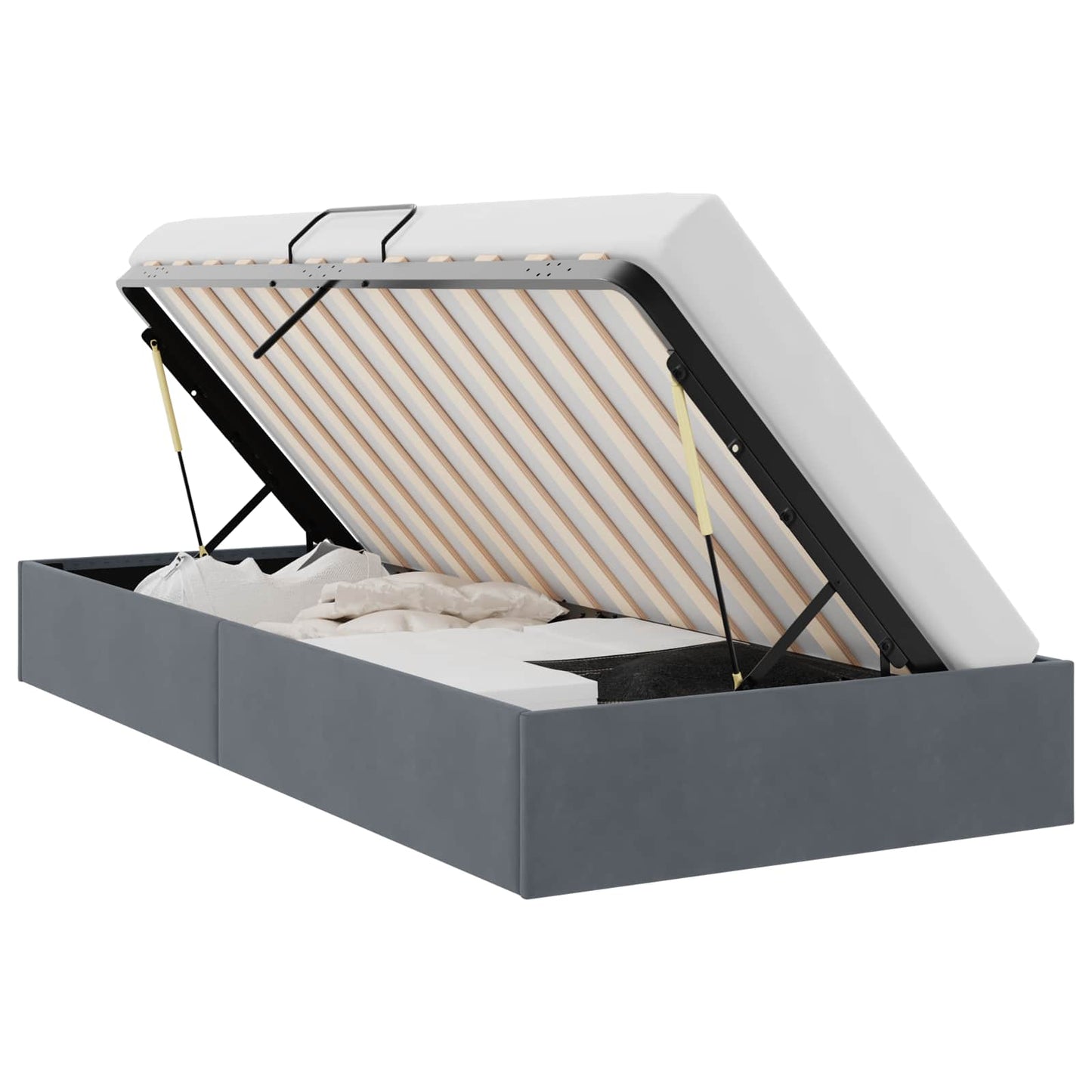 Storage Bed with Mattress Dark Grey 100 x 190 cm Velvet