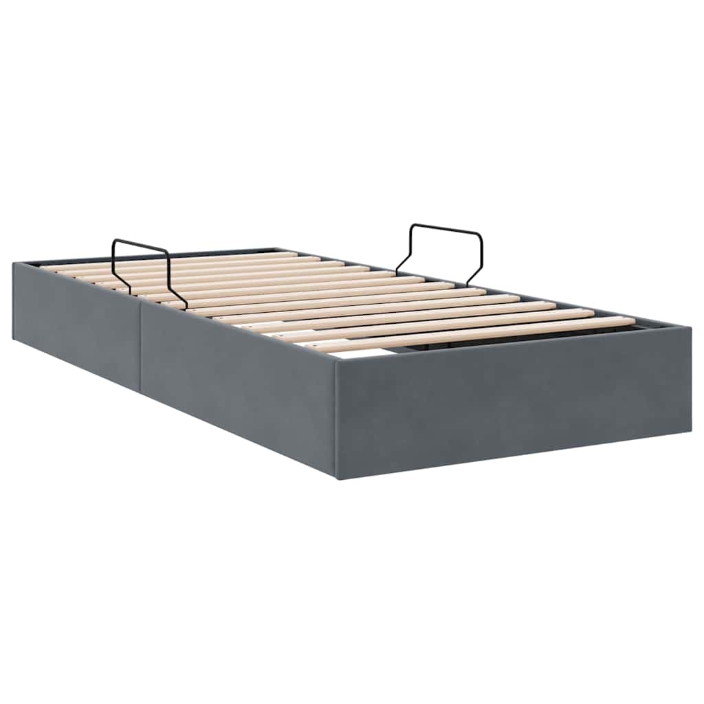 Storage Bed with Mattress Dark Grey 100 x 190 cm Velvet