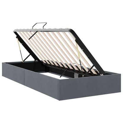 Storage Bed with Mattress Dark Grey 100 x 190 cm Velvet